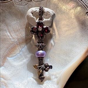 Barbara Bixby sterling silver and 18k gld Garnet Key Enhancer pendant